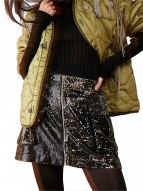 Blanc NYC Sequin Black Mini Skirt